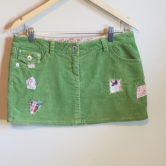 picasso Dresses & Skirts - Picasso Green Corduroy Patchwork Mini Skirt
